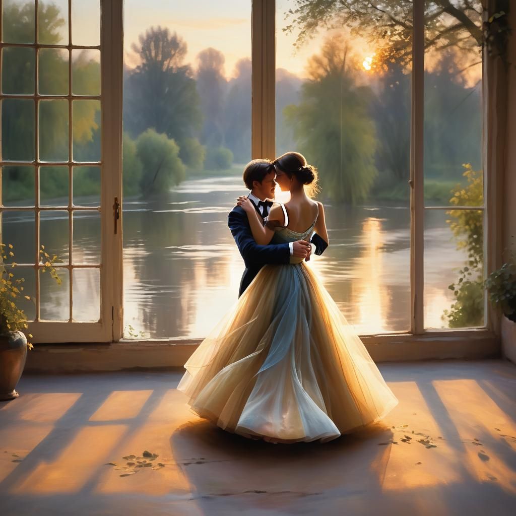 Romantic Impressionist Waltz at Dusk by the River