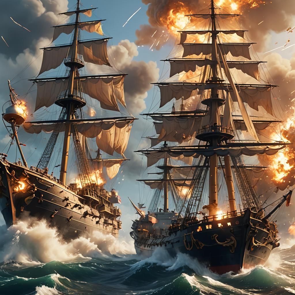 Epic USA vs Russia Naval Battle in Anime Style