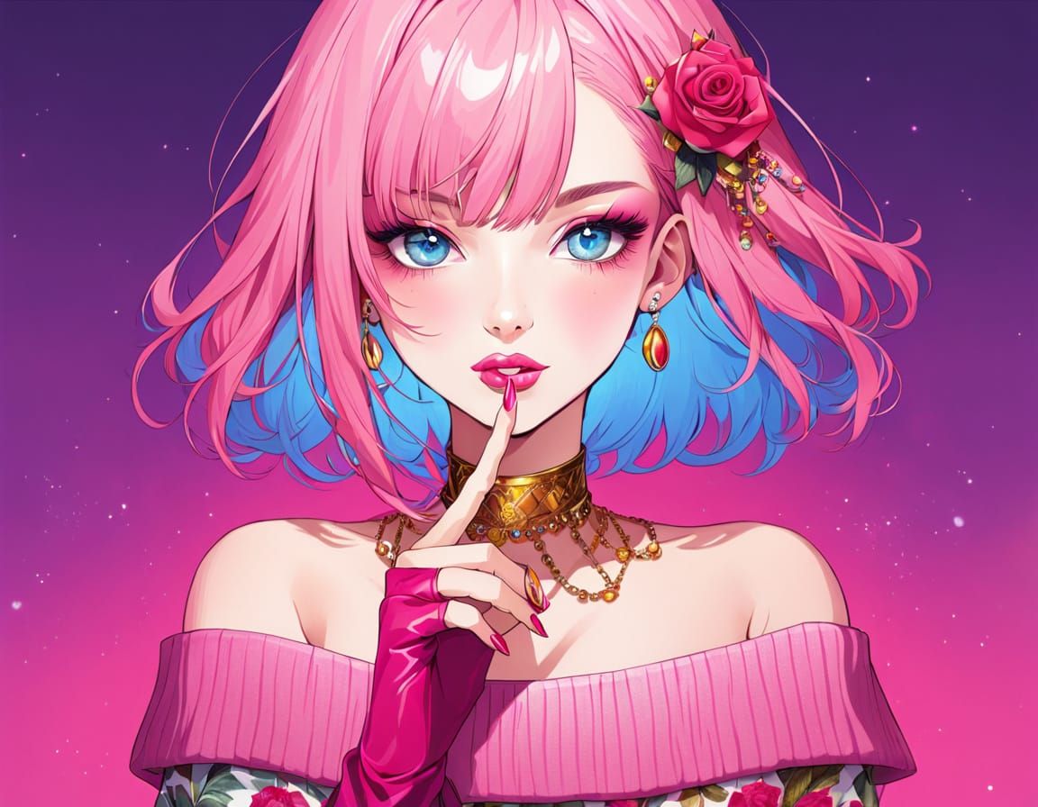 Young Woman with Blue Hair in Photorealistic Portrait