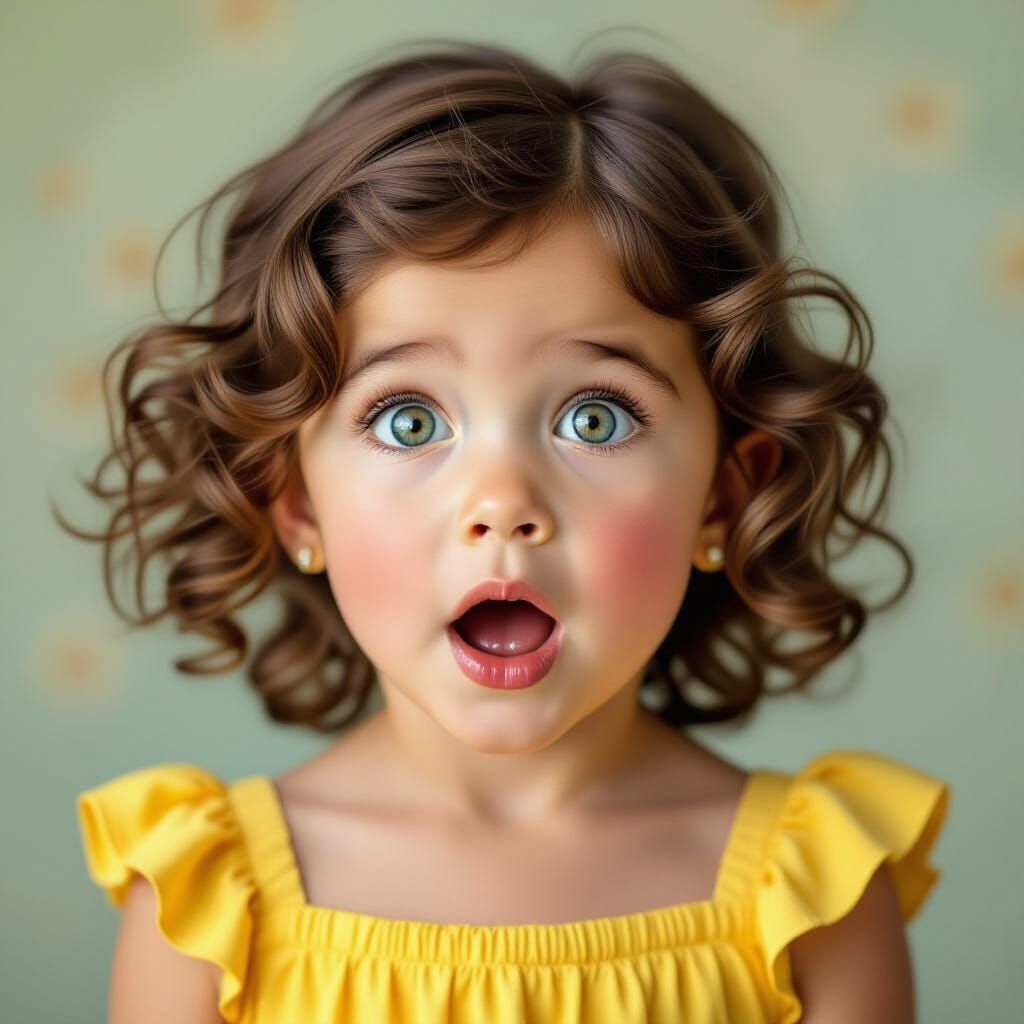 Surprised Girl in Photo-Realistic Portrait
