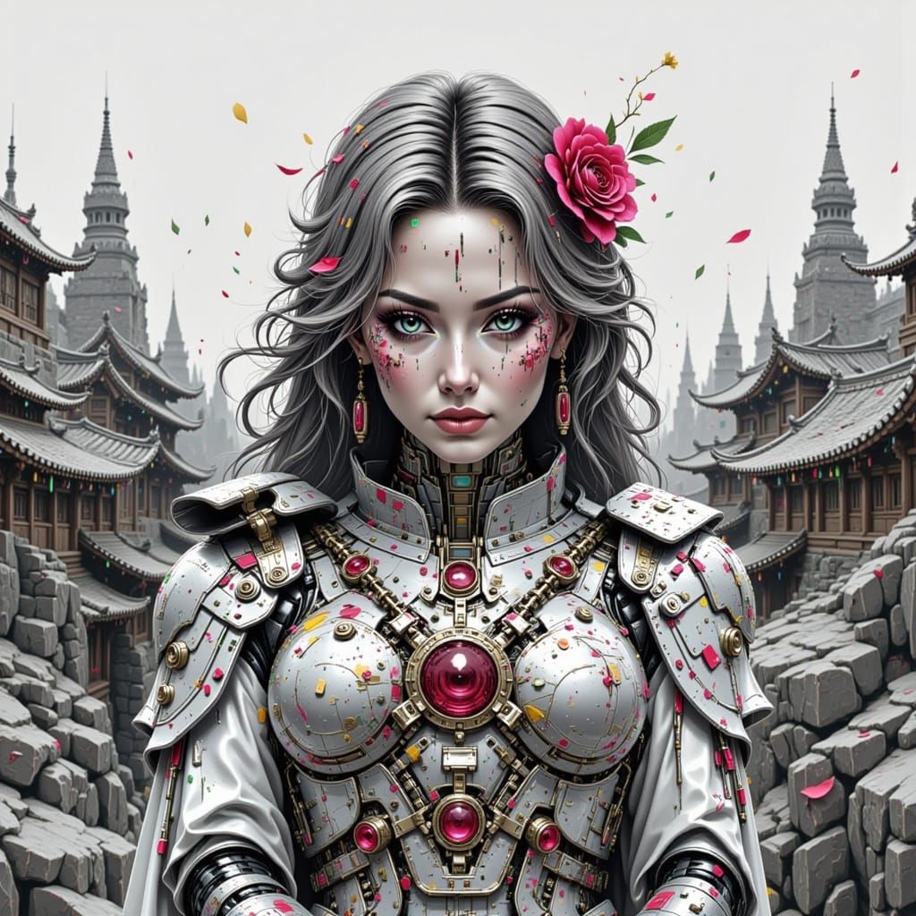 Abstract Glitch Art with Dark Blade Elements