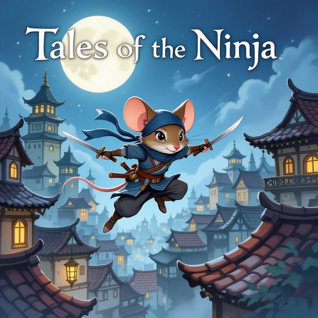 Mouse Ninja Leaps Across Medieval City Rooftops