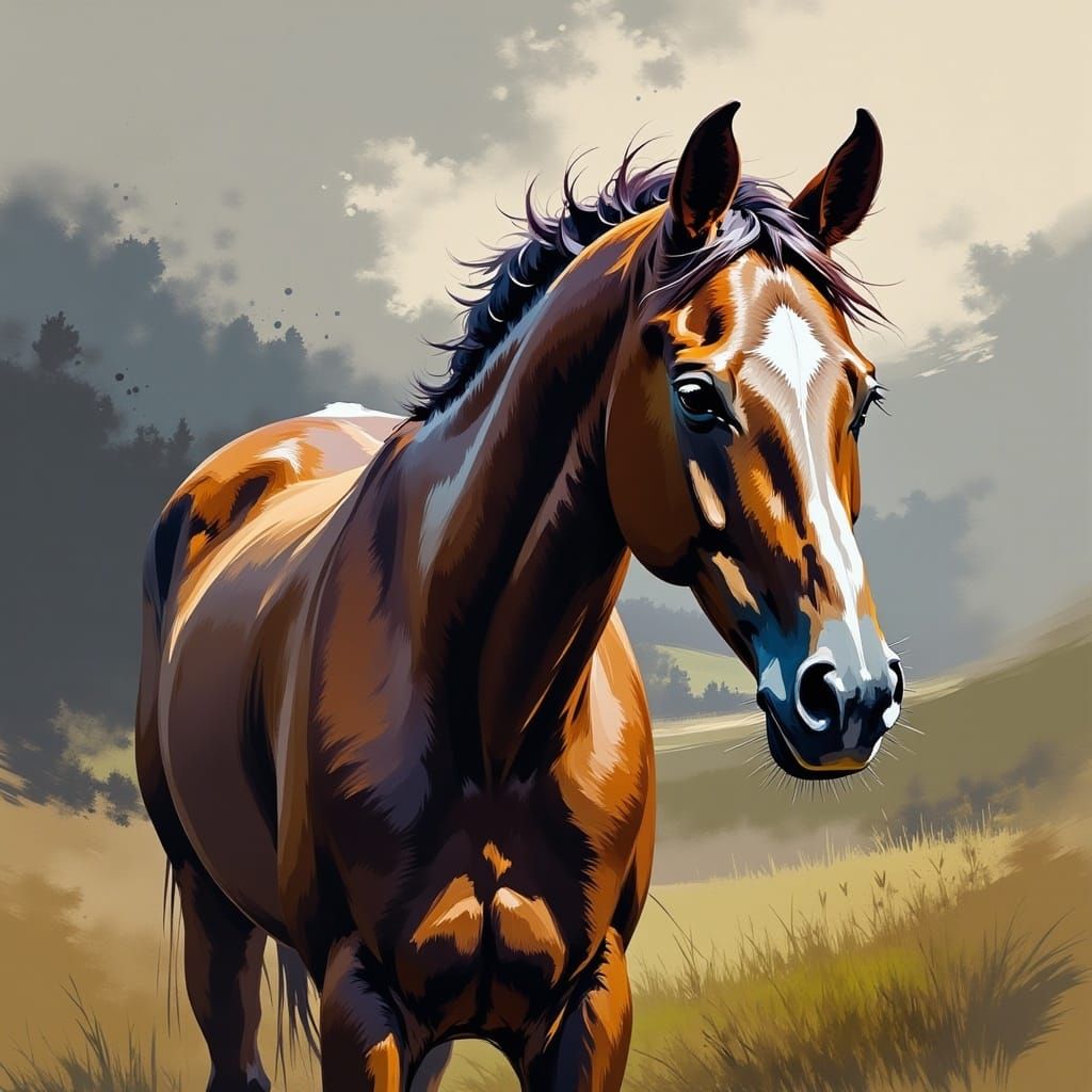 Painterly Ink Sketch of a Horse