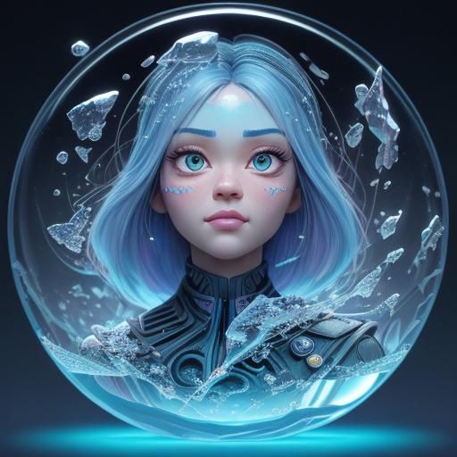 Pixar Style Girl Portrait with Detailed Crystallization