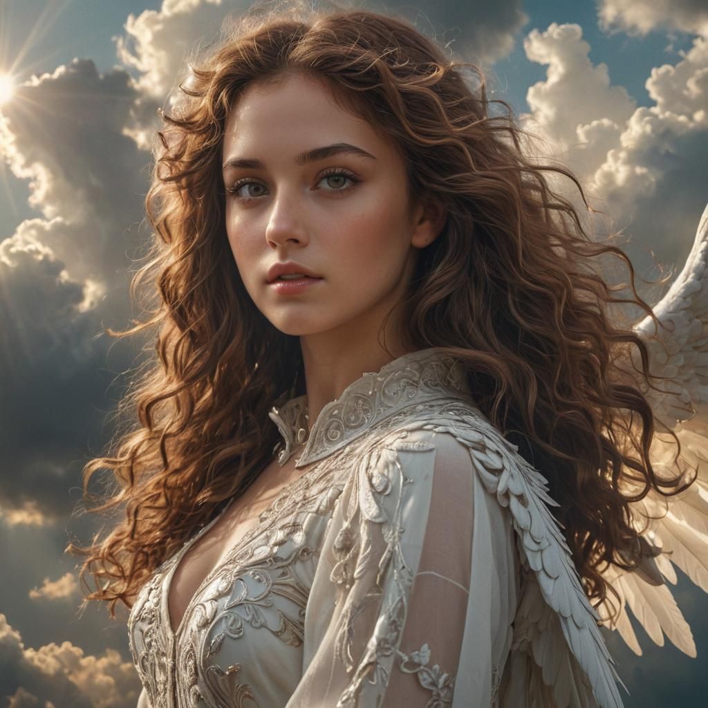 Ethereal Angel with Long Hair in Sunlight
