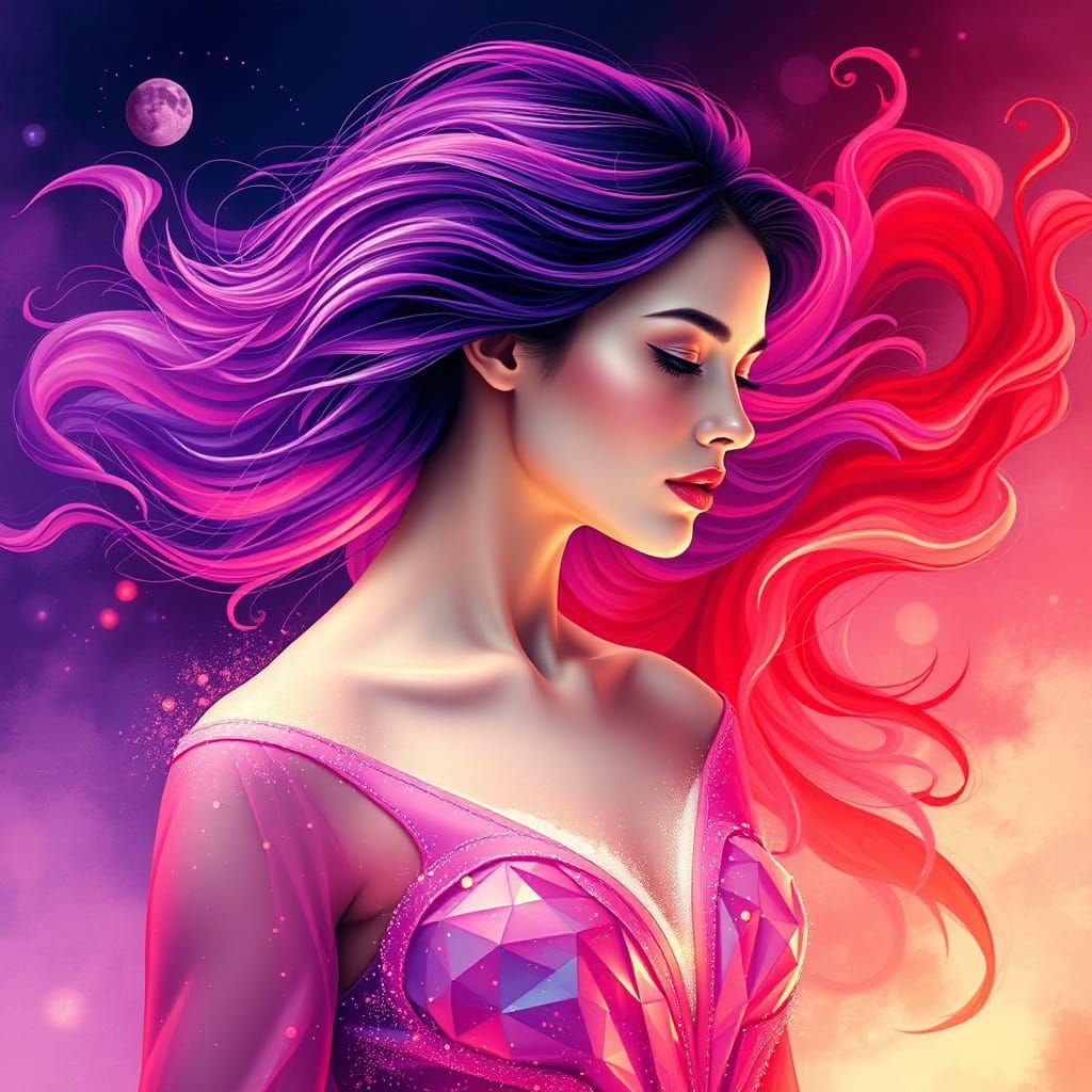 Woman in Rainbow Essence, Surrealist Style