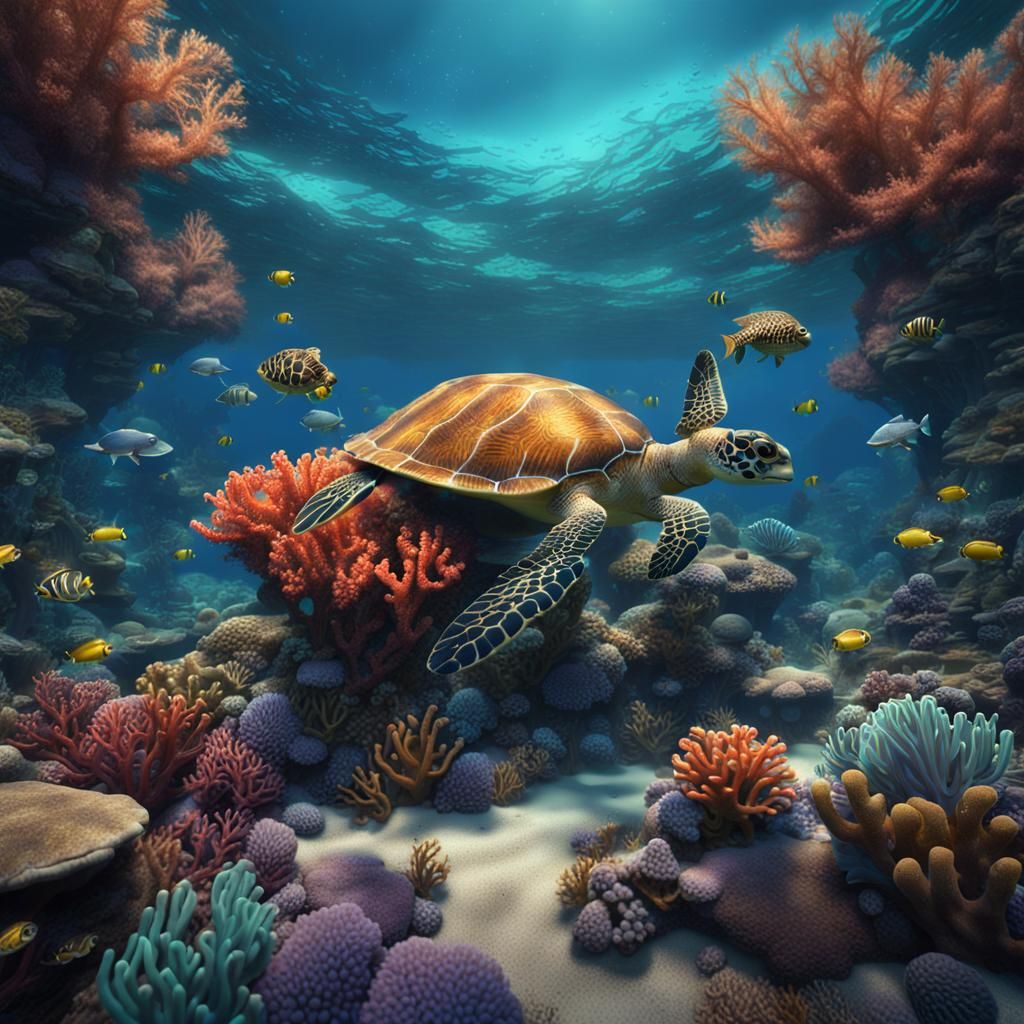 Coral Reef Ecosystem in Detailed Digital Painting