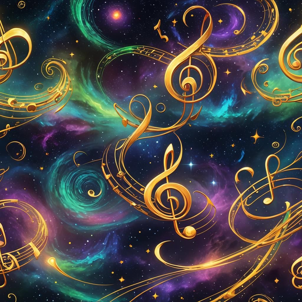 Galaxy of Musical Notes in Van Gogh Style