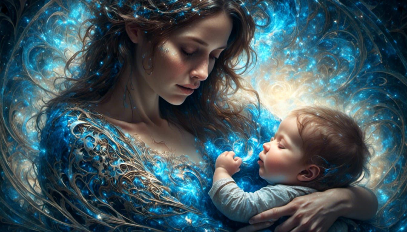 Magical Mother's Touch: Fractal Art Portrait