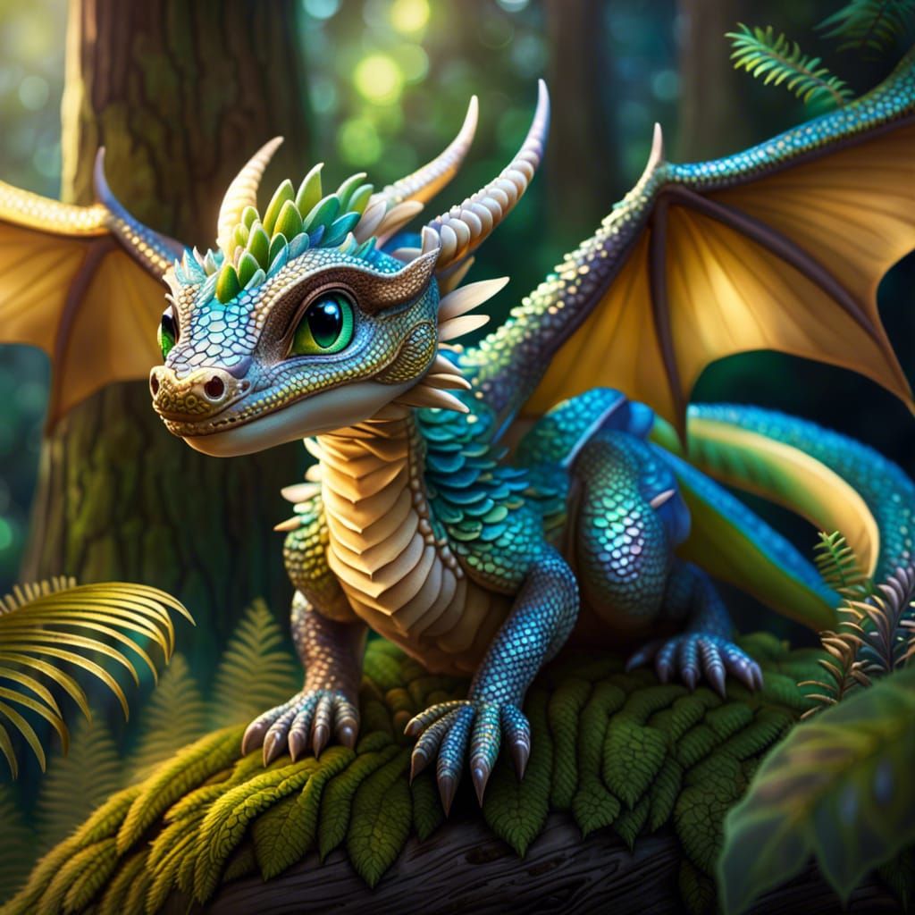 Dreamy Dragon in Mystical Forest, 8K Render