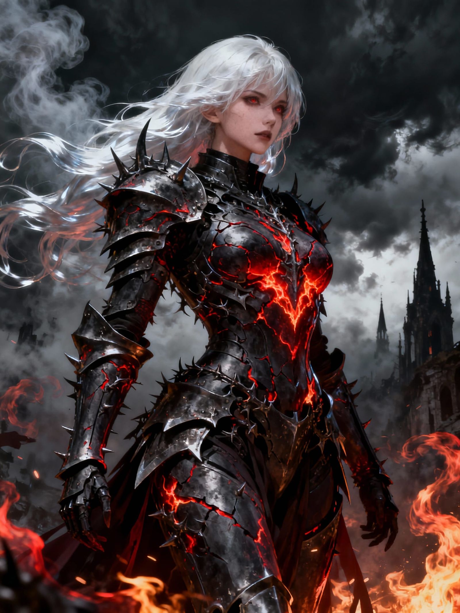 Dark Sorceress-Knight in Biomechanical Armor