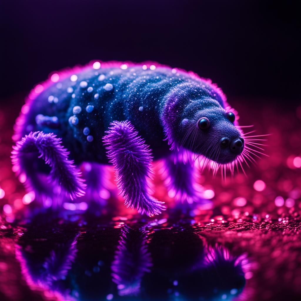 Nighttime Water Bear Microbe in Vivid Photo Lighting