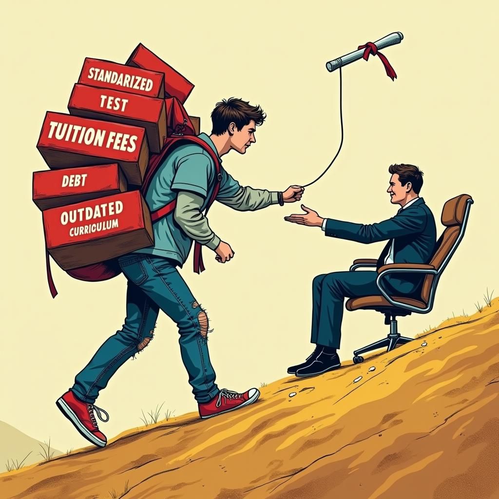 Student Struggles Uphill with Heavy School Burden