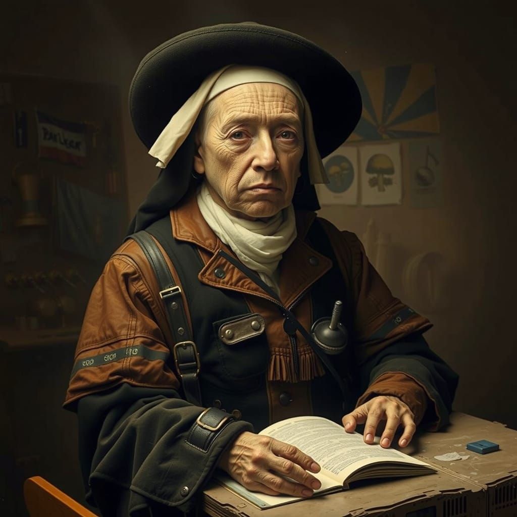 Surreal Mushroom Lab in Rembrandt Style