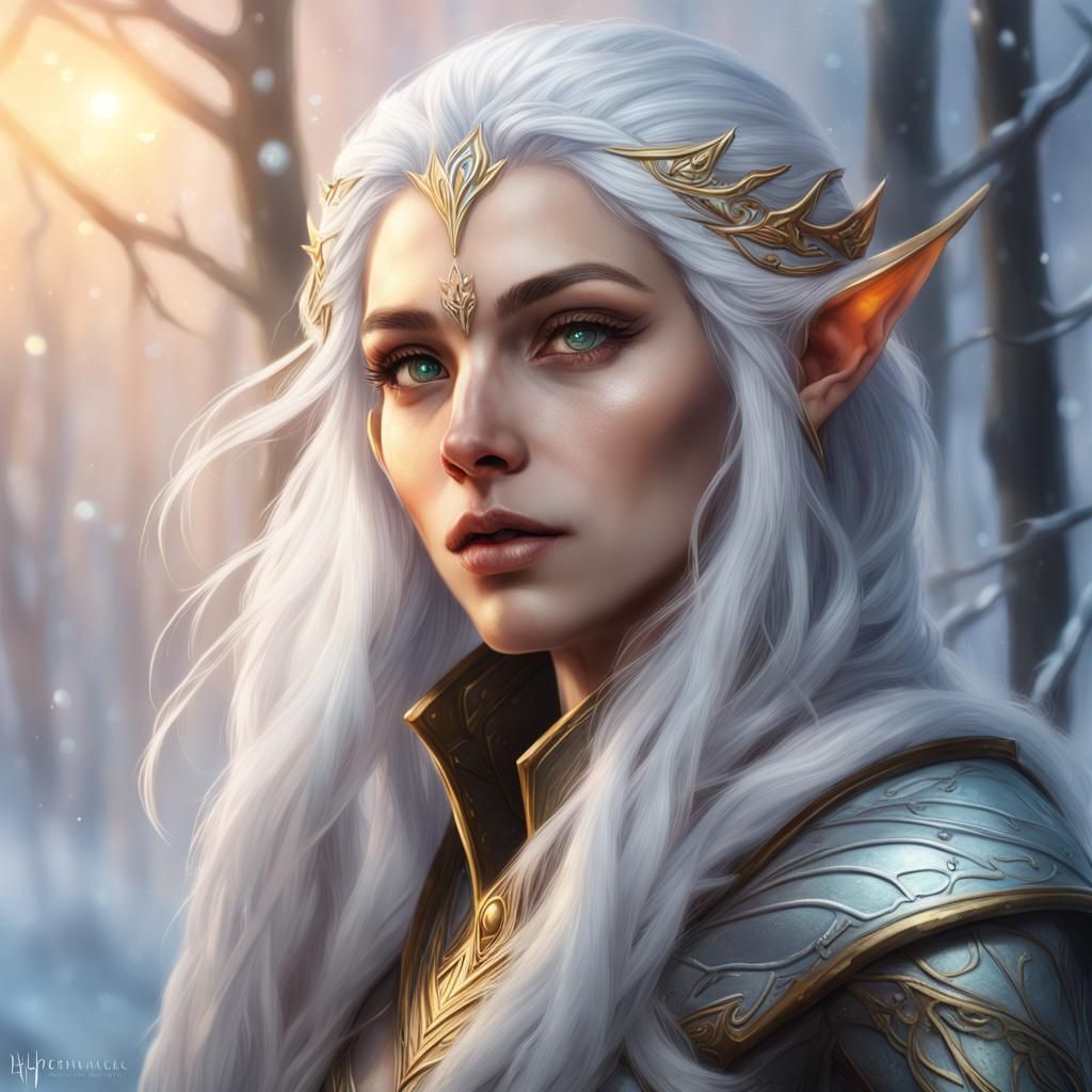 Ethereal Eladrin Elf with Golden Eyes