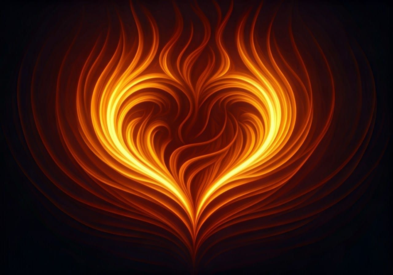 Flaming Heart Digital Art in Fiery Colors