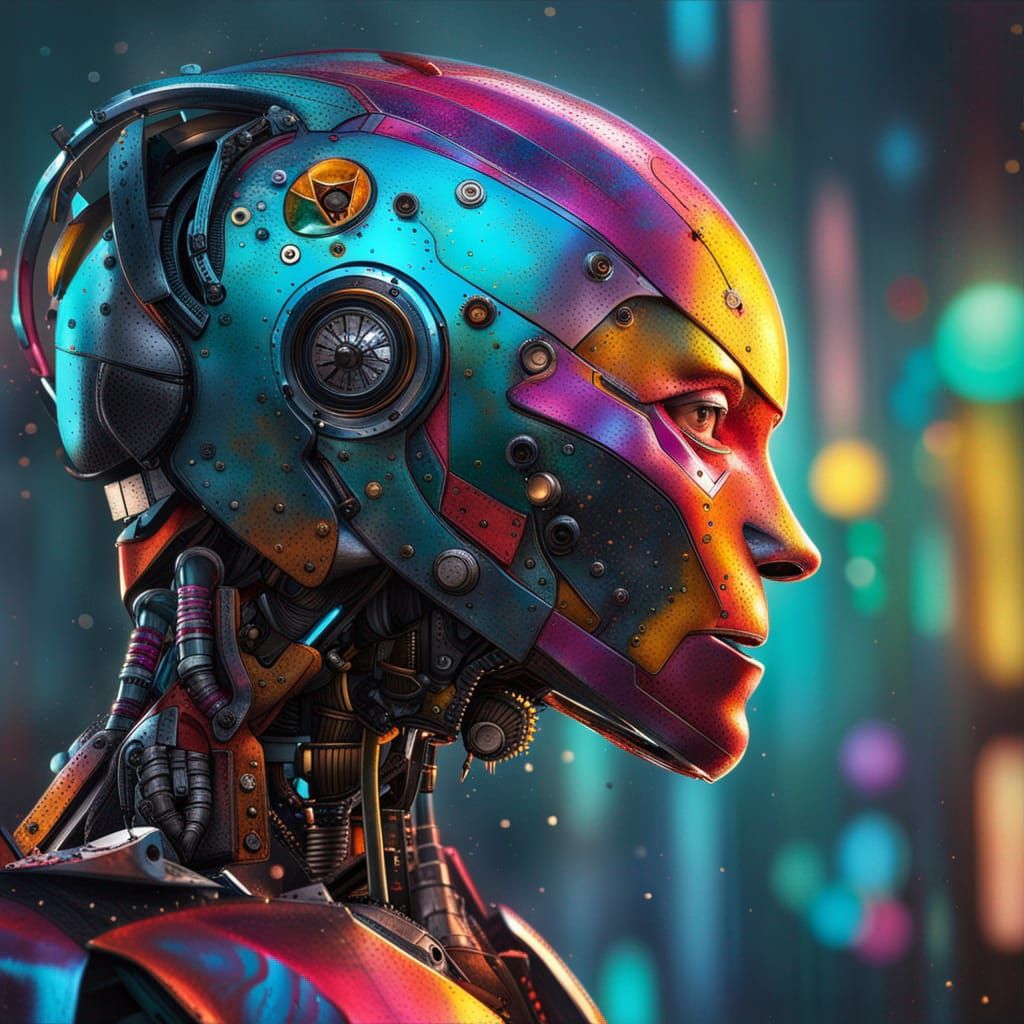 Hyperrealistic Robot in Splash Art Style