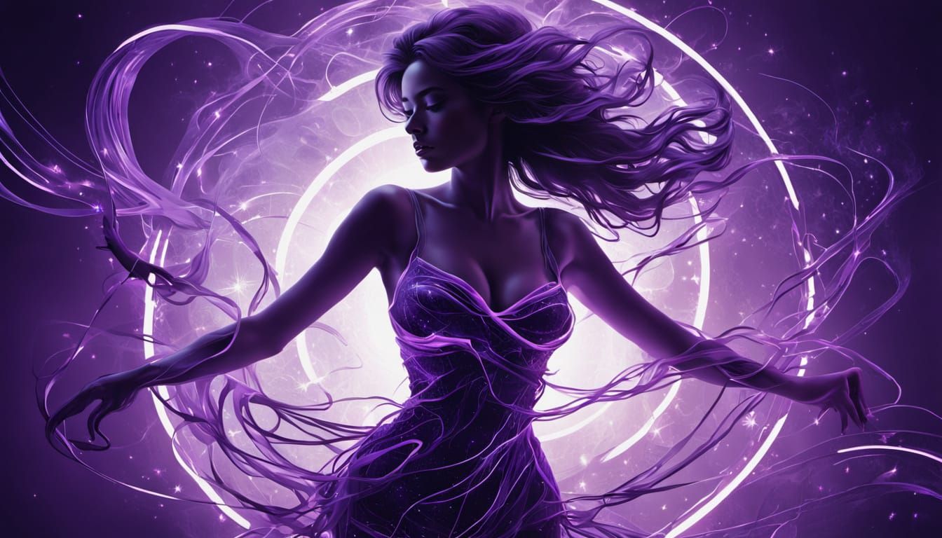 Electric Purple Silhouette Radiating Chaotic Sparkles