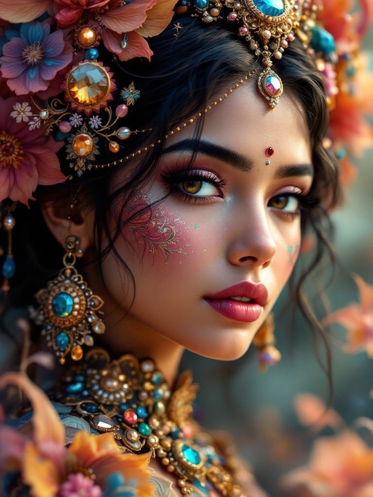 Anime-Inspired Indian Fantasy Portrait in Vibrant Colors
