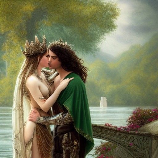 Lancelot and Guinevere: Ethereal Fantasy Scene