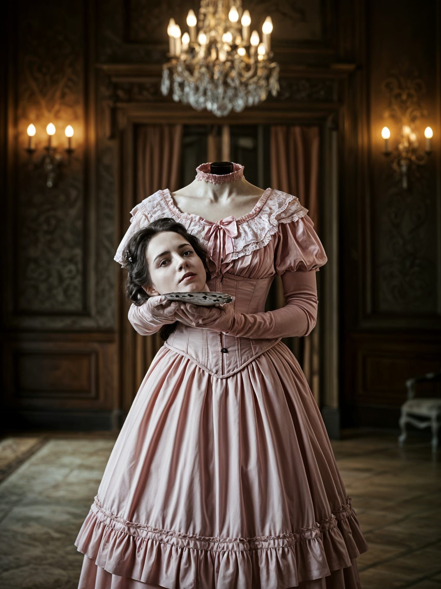 Creepy Cute Beheaded Woman in Victorian Dress