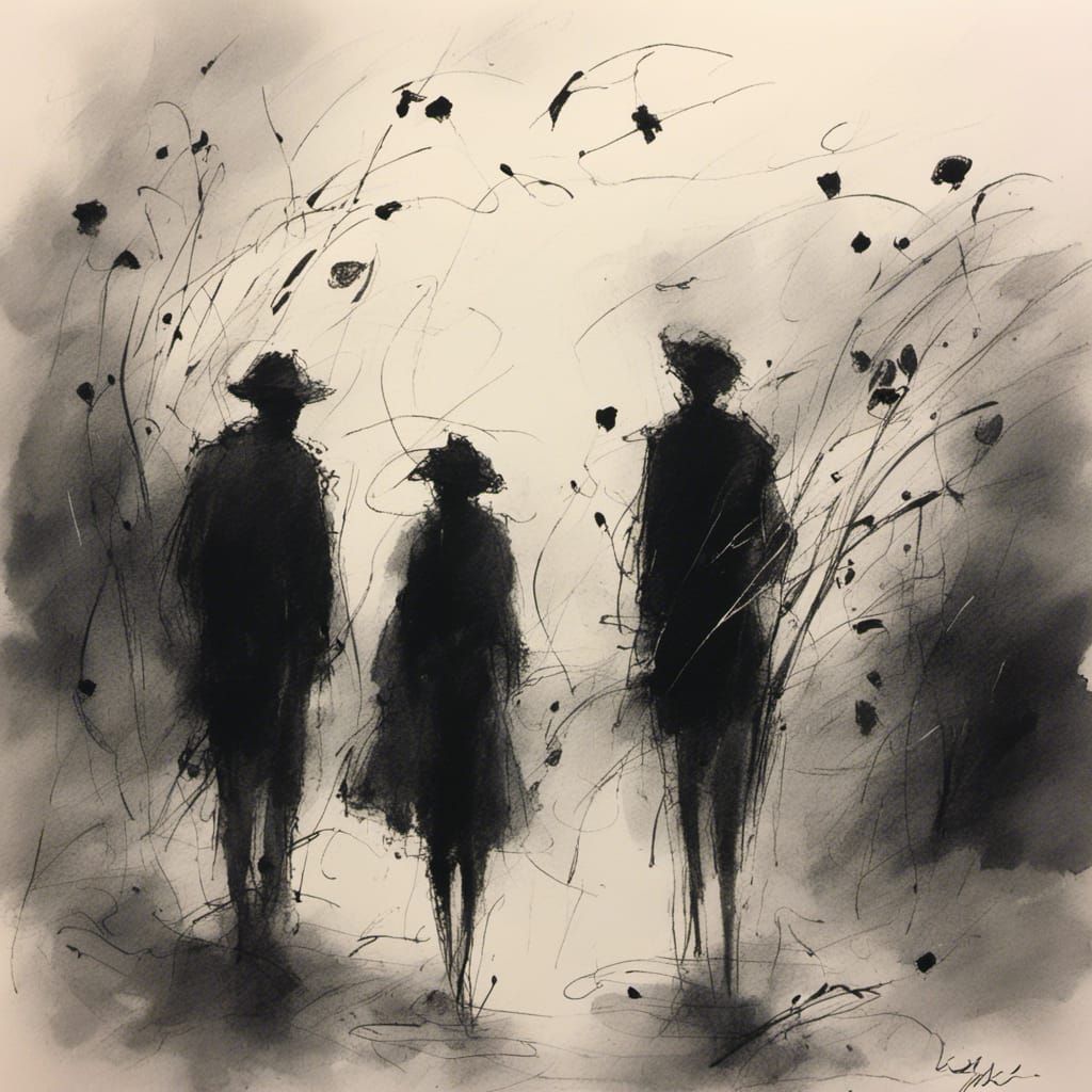 Colorful Night Reunion in Ink Scribbles Style