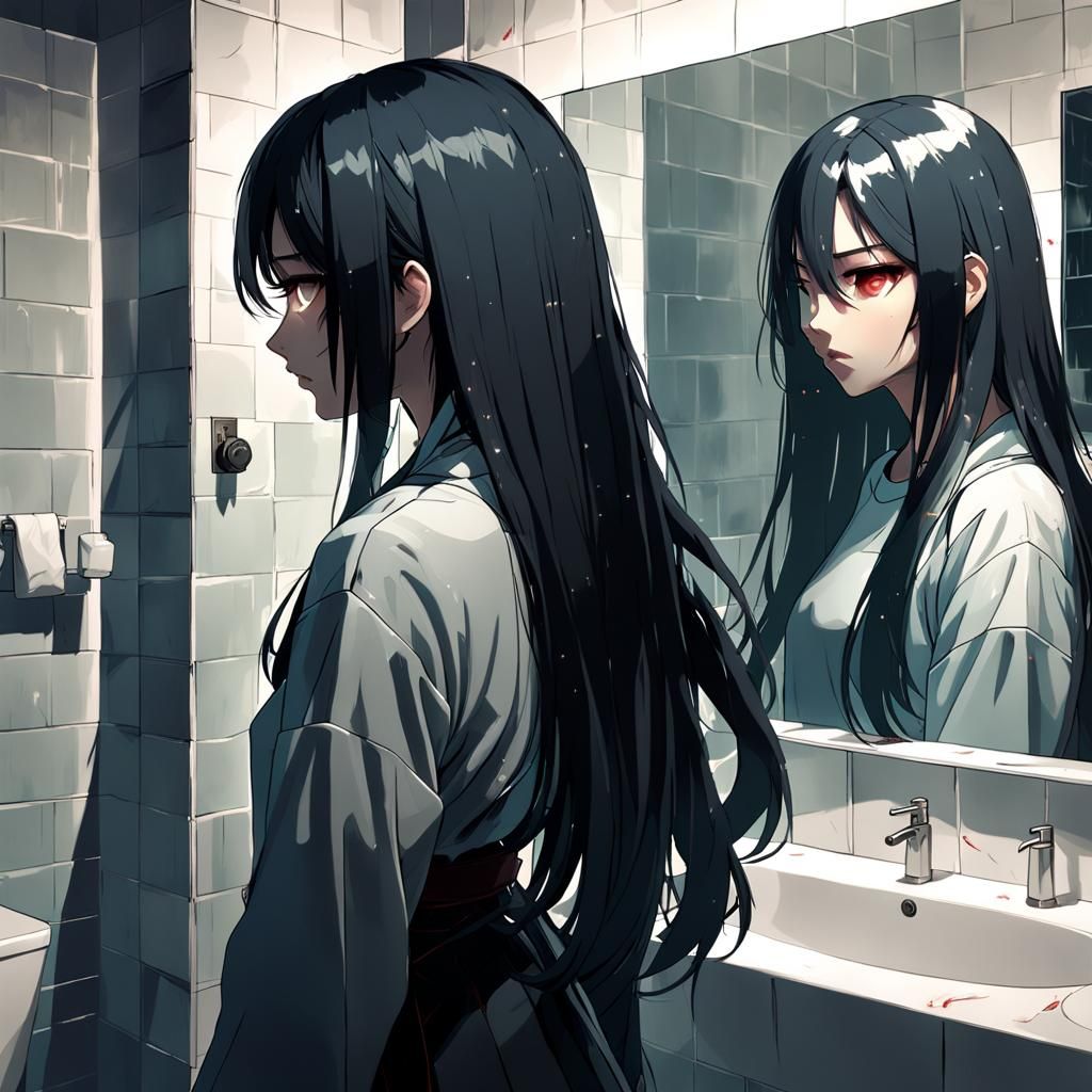 Distorted Reflection: 3D Anime Art Portrait