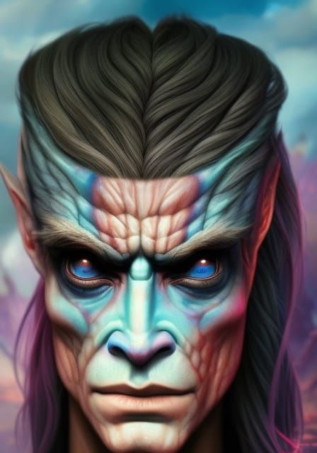 Promethean Alien Engineer Portrait in Biopunk Style