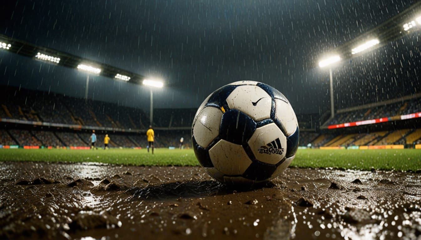 Football Goal in Rainy Match: Cinematic Slow Motion