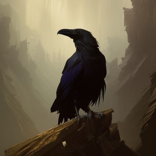 Raven in Dark Fantasy Style, Hyperdetailed 8k Art