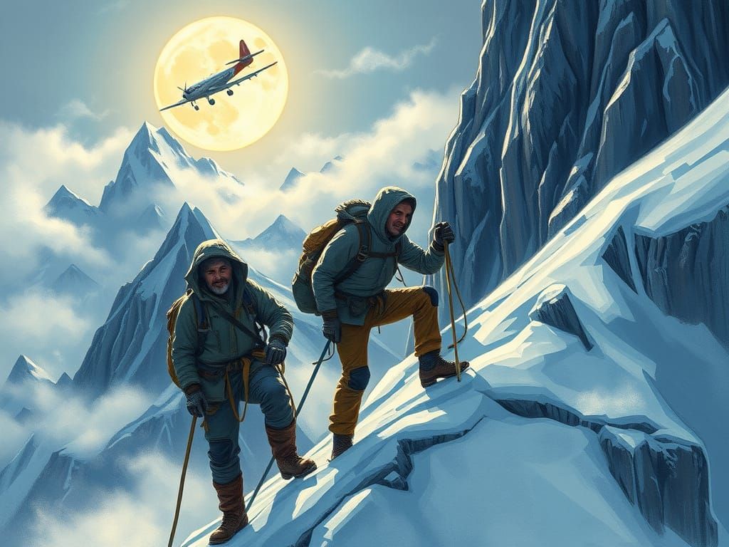 Mountain Climber in Moody Landscape