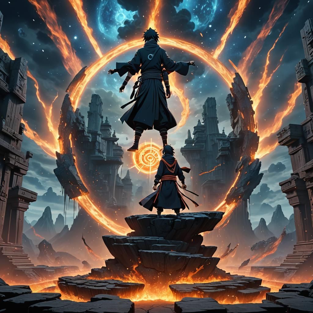 Naruto and Itachi Duel in a Galactic Void