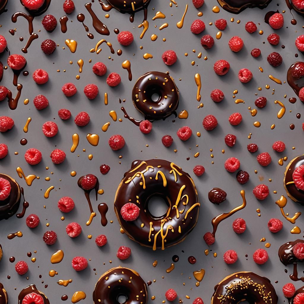 Chocolate Donut with Raspberries and Caramel, 8K