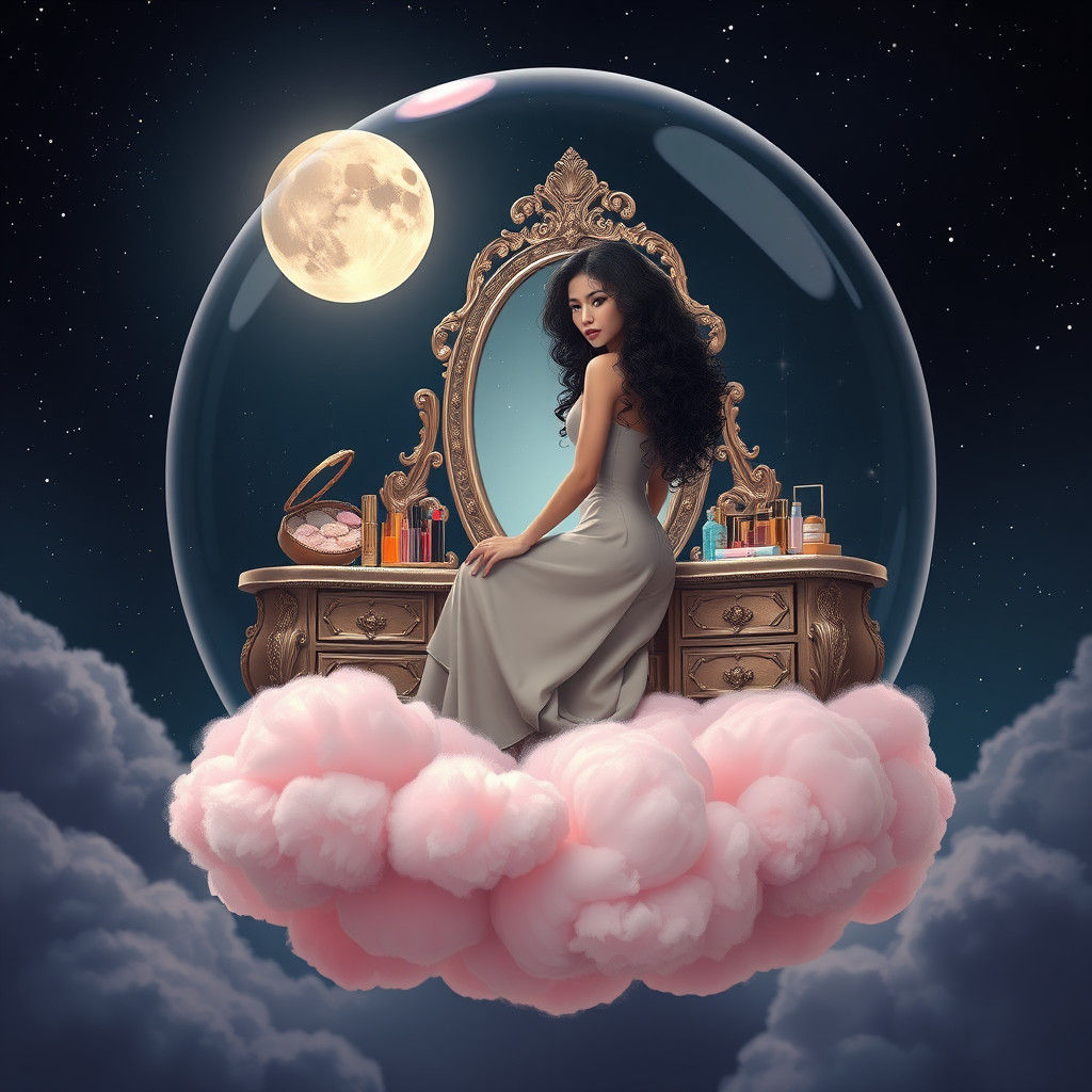 Woman's Nighttime Vanity in Dreamy Whimsical Style