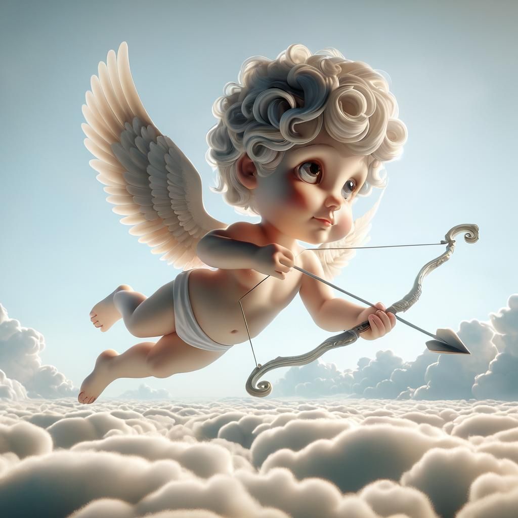 an image inspired by Cupid's sneaky and humorous nature