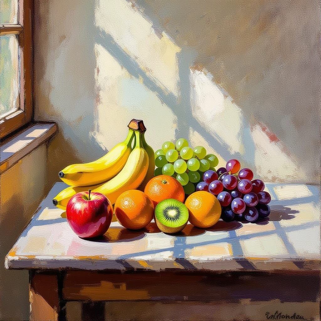 Vibrant Fruit Still Life in Impressionist Style