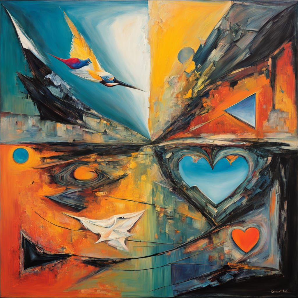 Surrealist Oil Painting in Vibrant Dreamlike Landscape