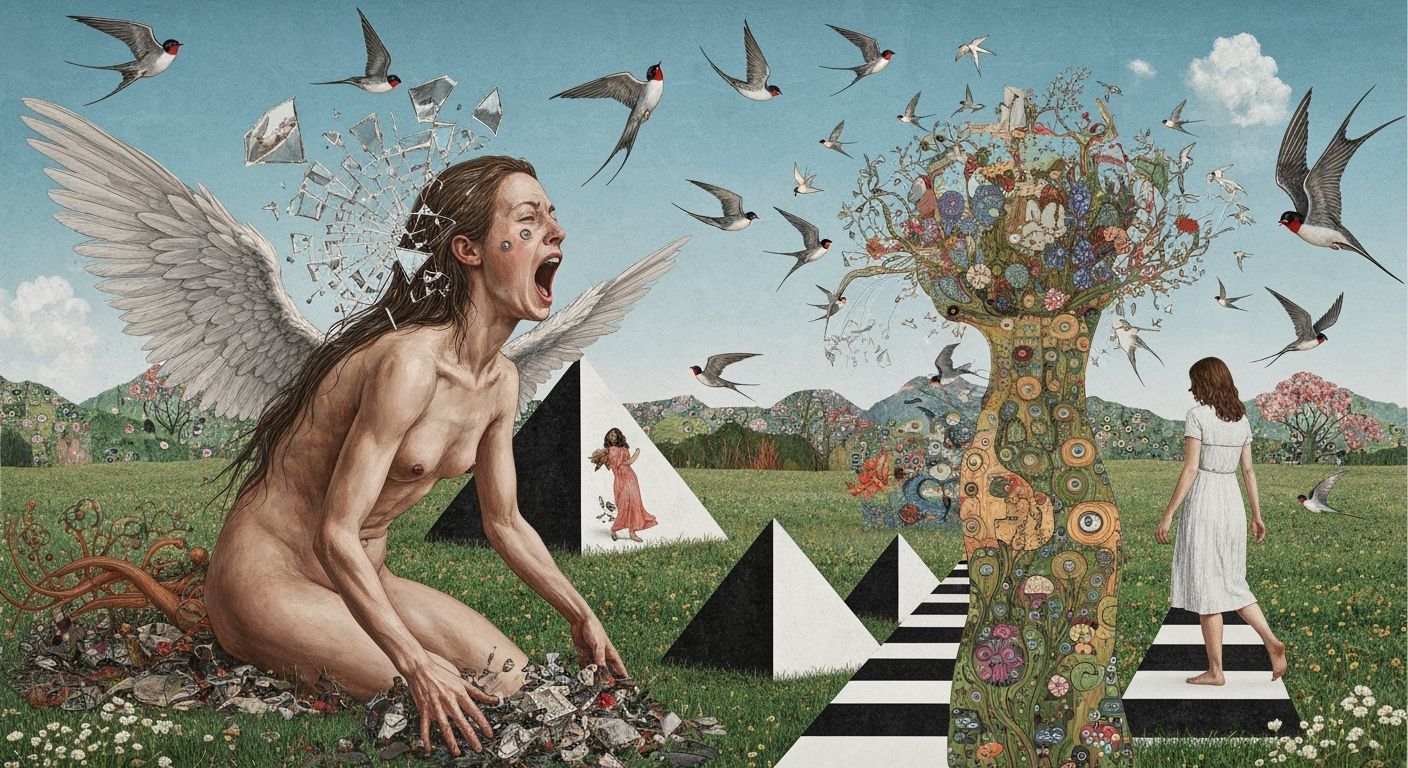 Angel of Memories Screaming Amidst Shattered Reflections