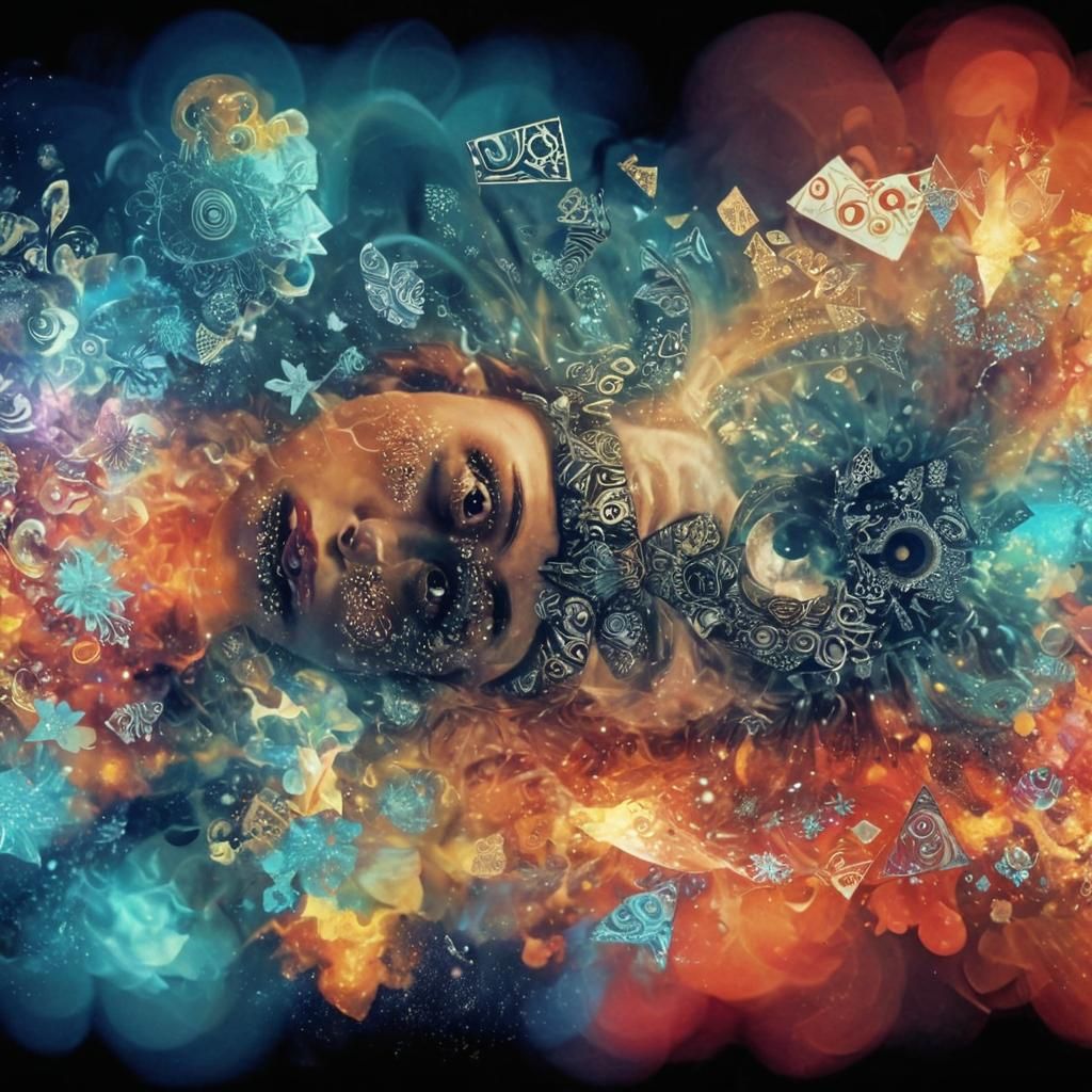 Psychedelic Geometric Portrait in Digital Art Style