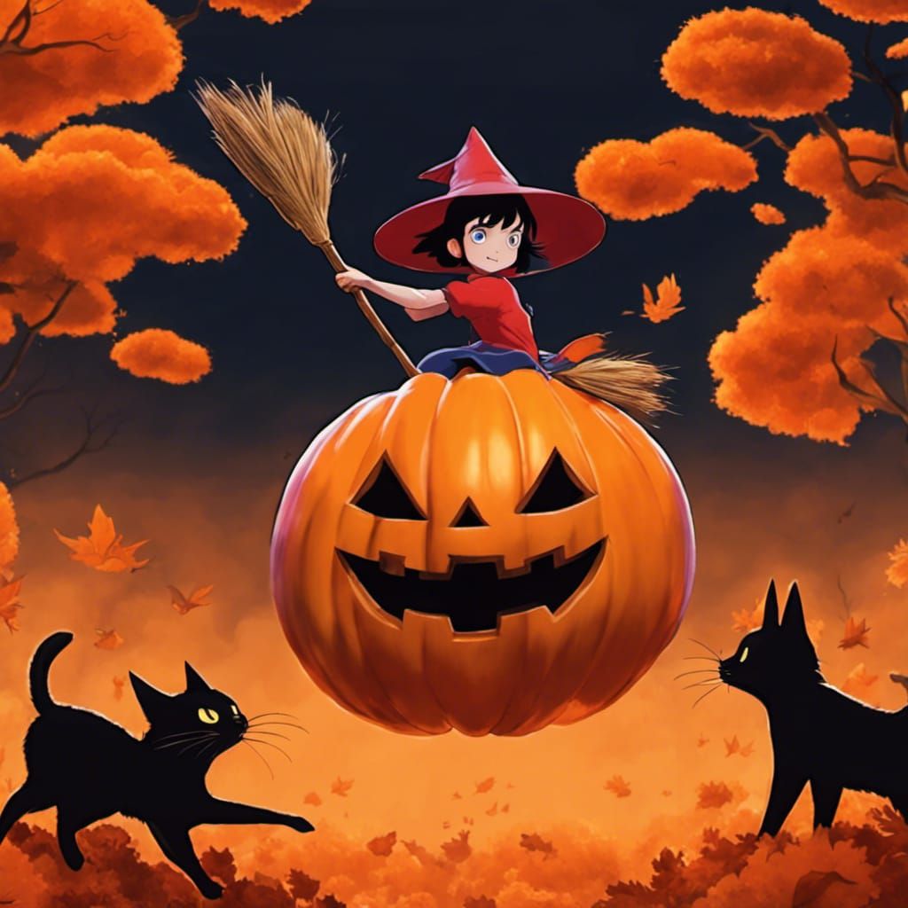 Kiki's Delivery Service: Witch and Cat Fly