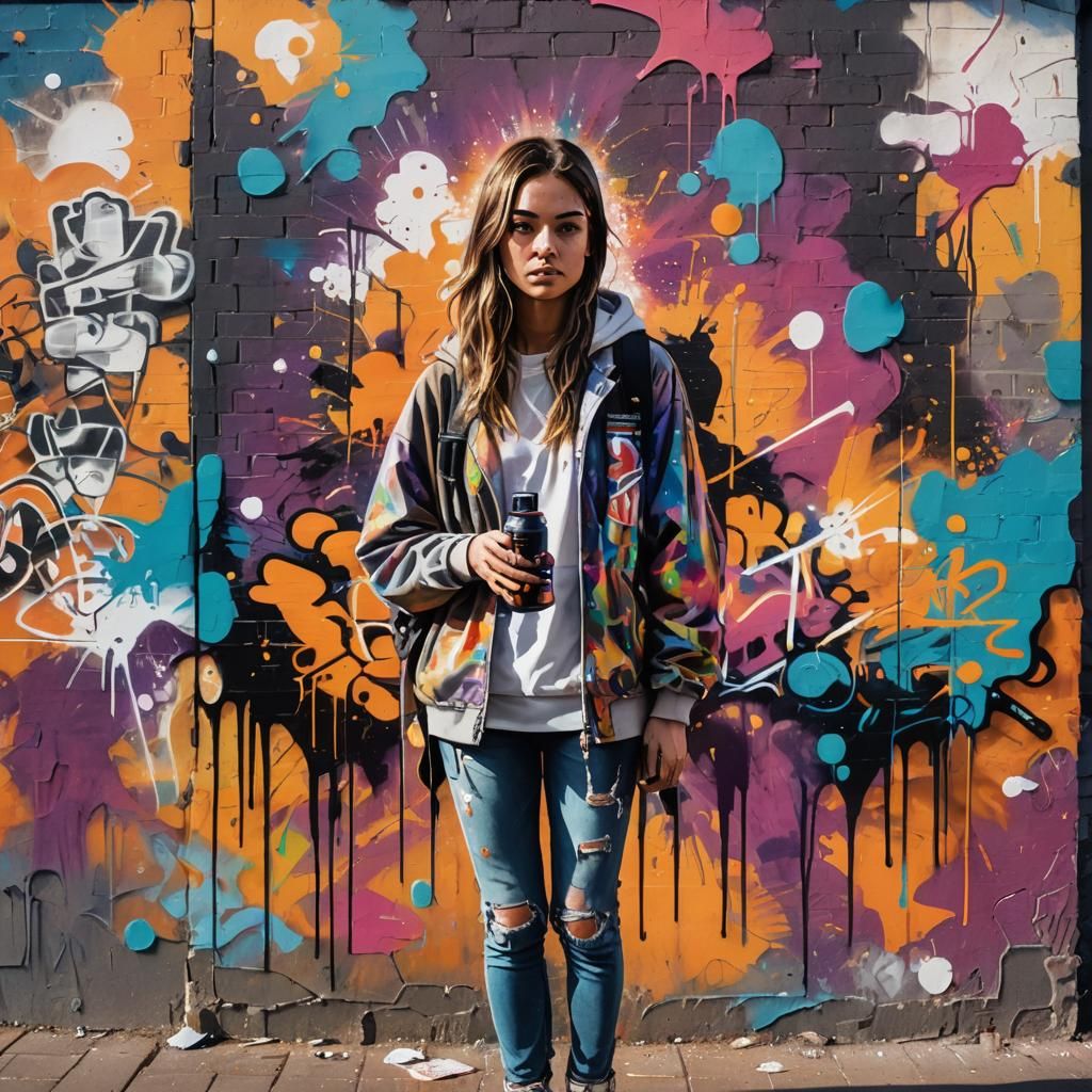 Vibrant City Street Art in Stylized Brushstrokes