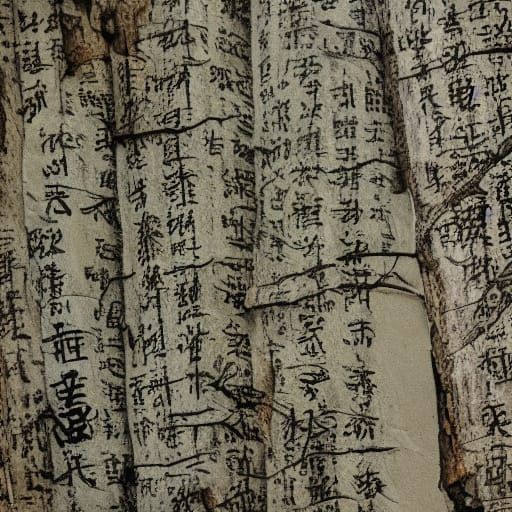 Manga Art: Ancient Writings on Decaying Books