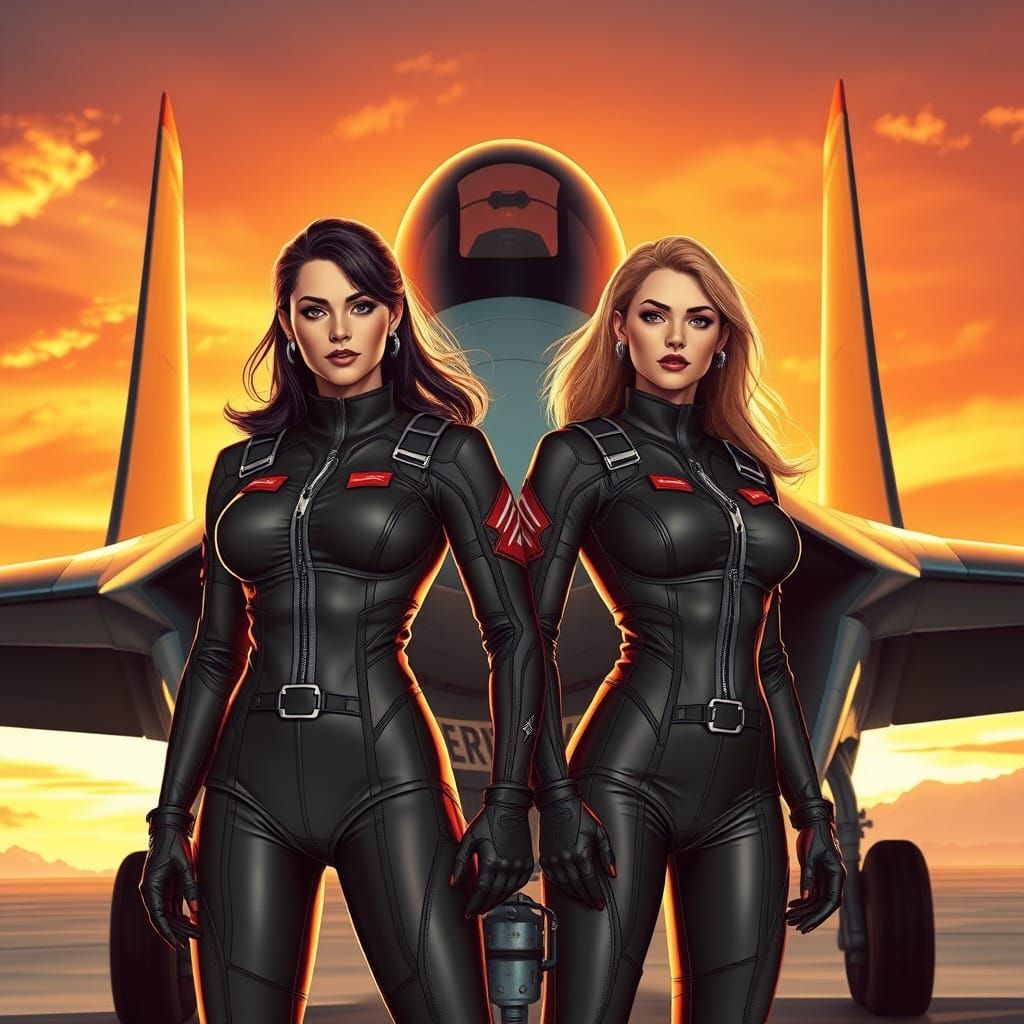 Futuristic Female Fighter Pilots in Skintight Flight Suits