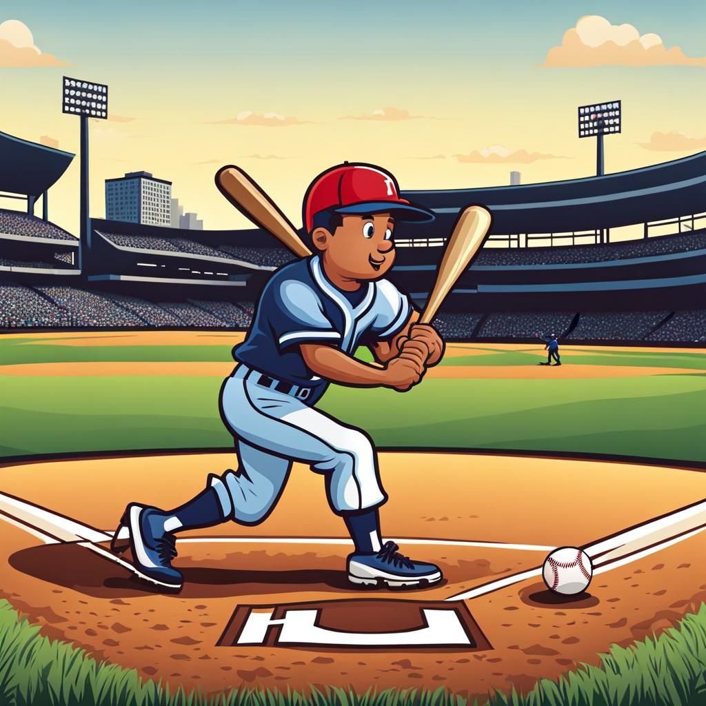 Cartoon Character Playing Baseball