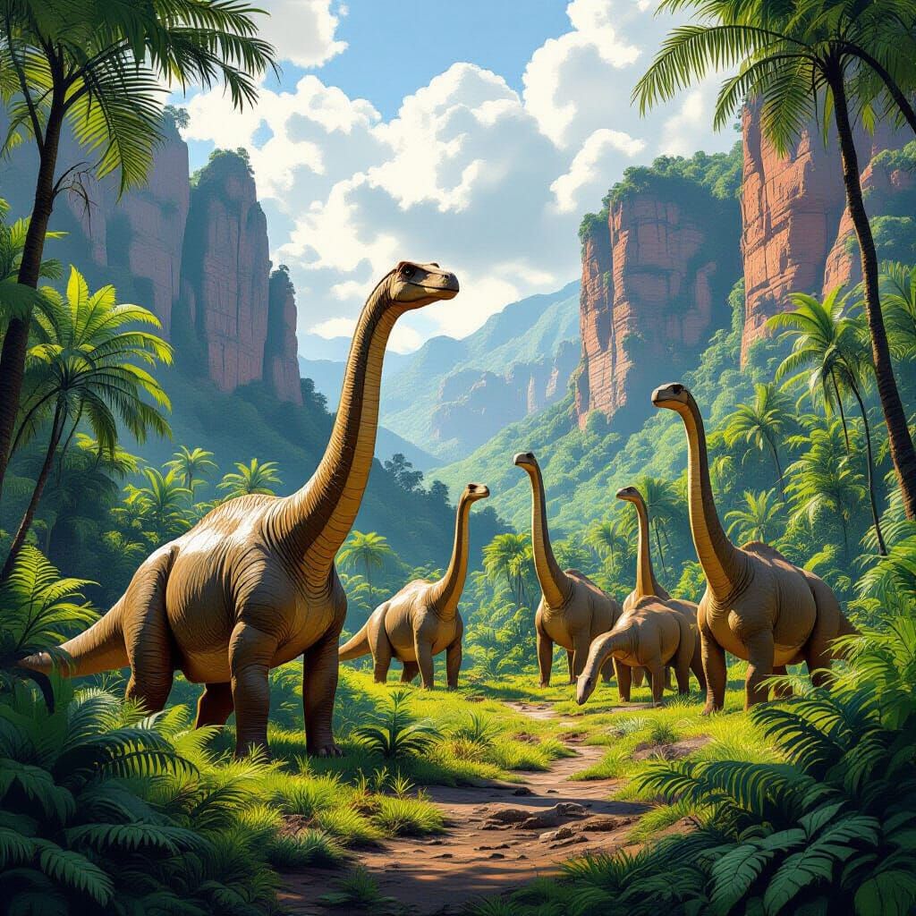 Brachiosaurus in Lush Jurassic Jungle