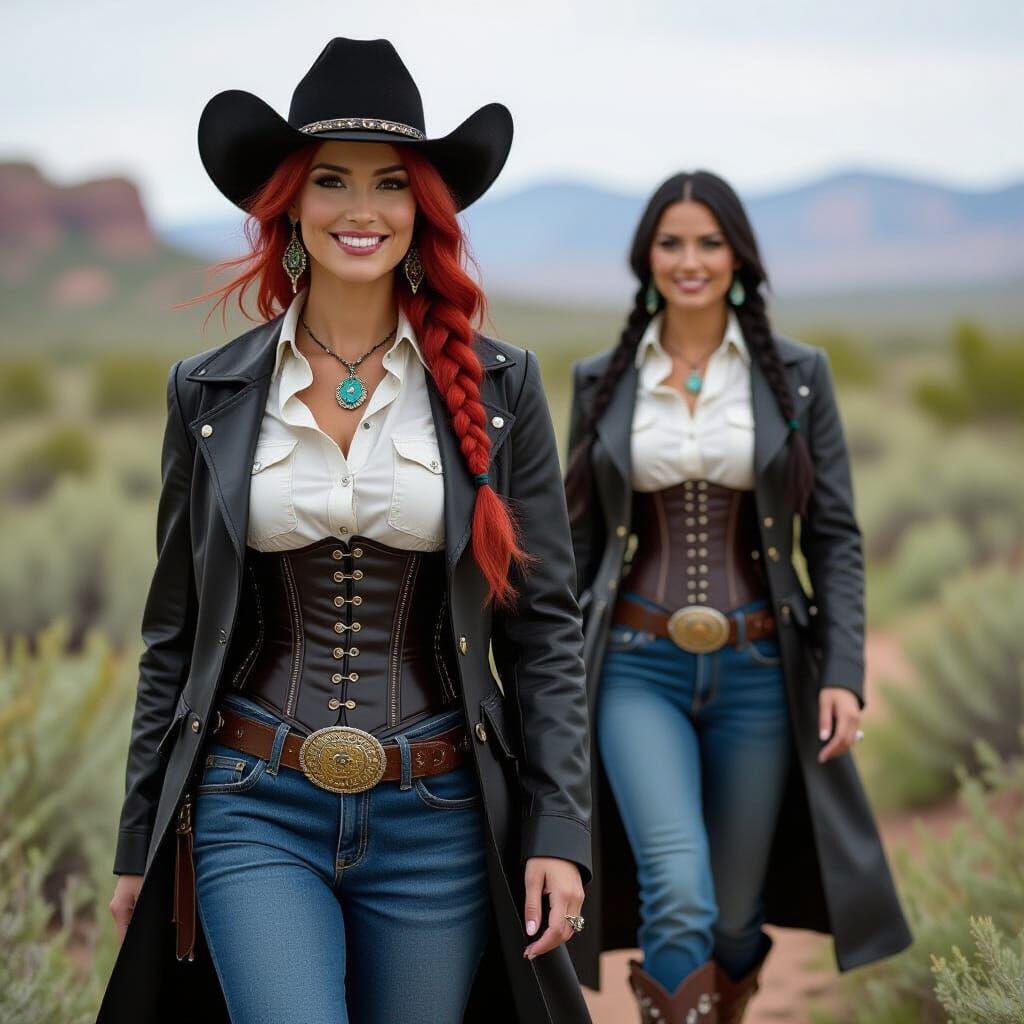 Women in Desert Landscape with Vibrant Colors