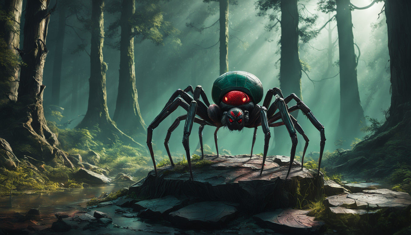 Spider in Leather Jacket, Hyper-Realistic Portrait