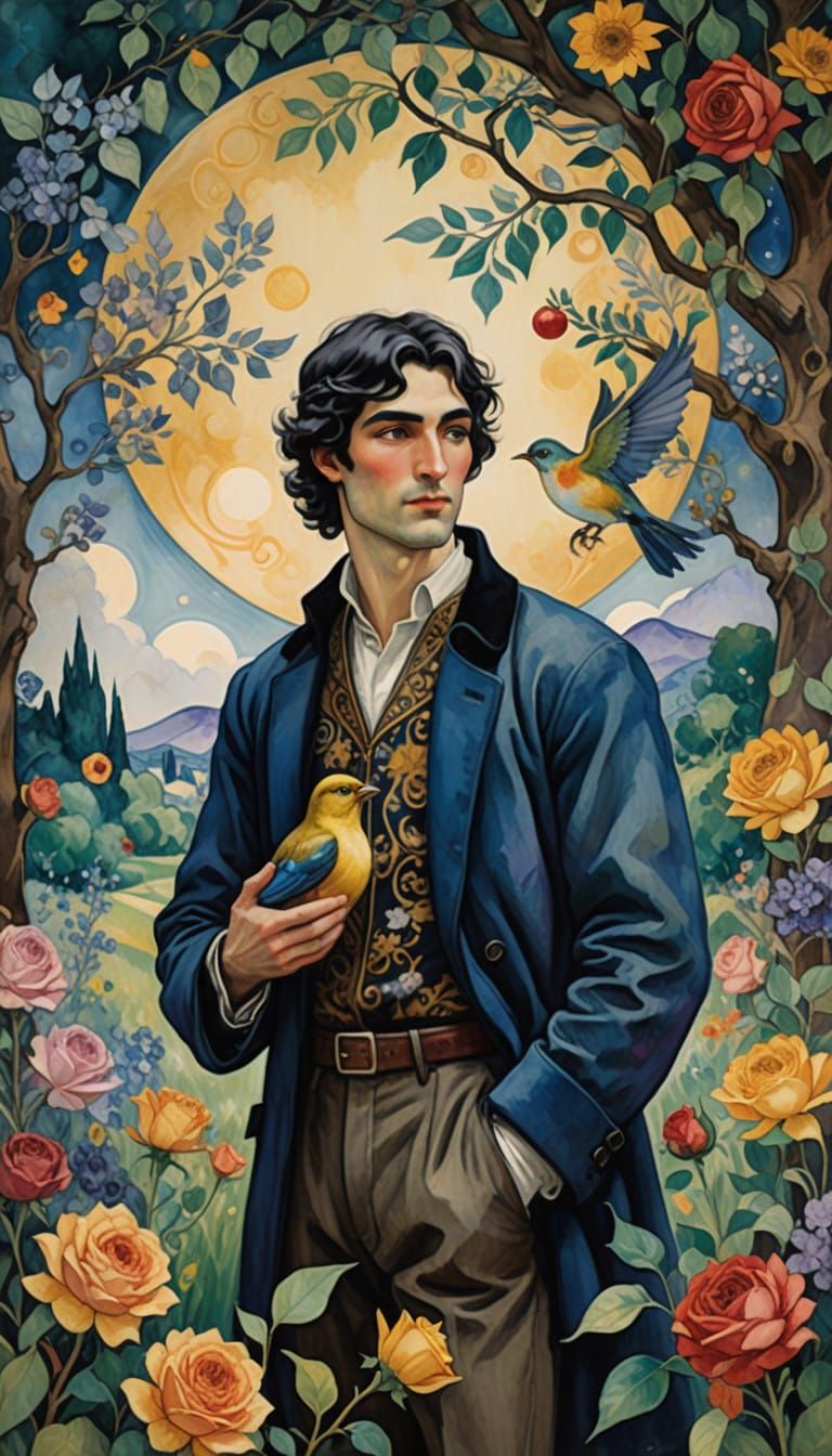 Chiseled Hero Amidst Enchanted Bloom
