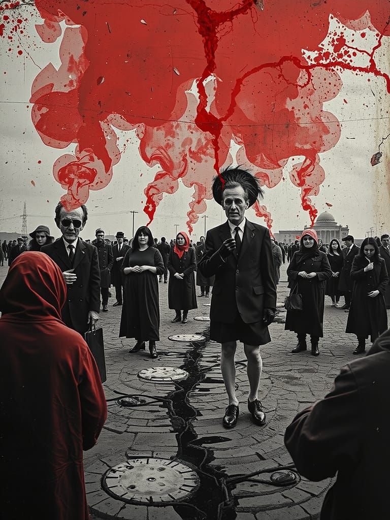 Surreal Ceremony Under a Blood Red Sky