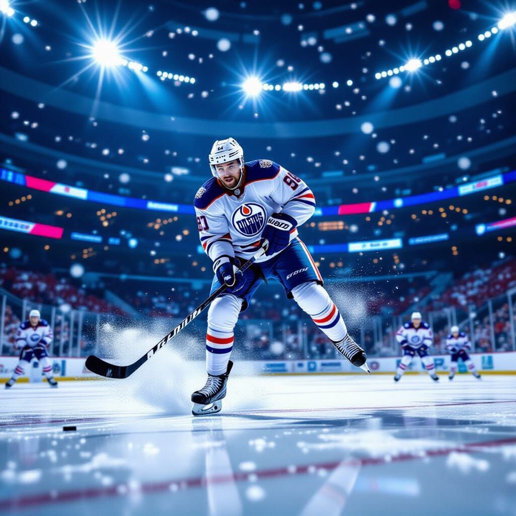 Hyperrealistic Hockey Shot on Tilted Court